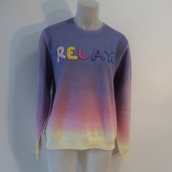 NWT Womens Regina Relax Purple Pink Yellow Ombre Relax Pullover Sweatshirt S - Picture 2 of 6